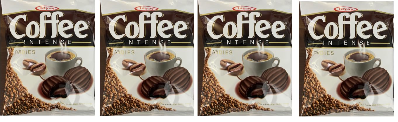 TAYASs Coffee Intense Hard Candies with Coffee Filling, 90g Bags, Packs of 4