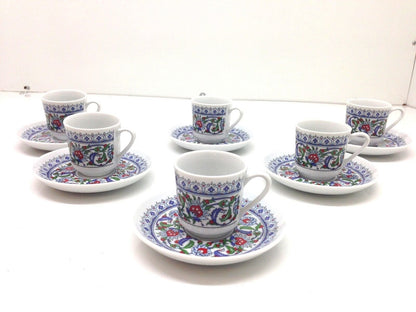 Turkish Coffee, Espresso Set of 6, Porcelain, Coffee Set, Floral, Stylish