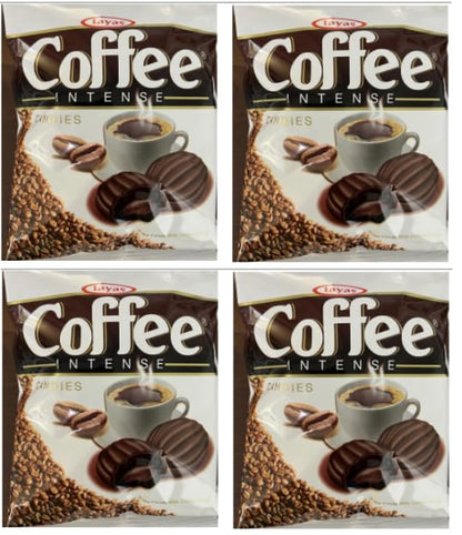TAYASs Coffee Intense Hard Candies with Coffee Filling, 90g Bags, Packs of 4