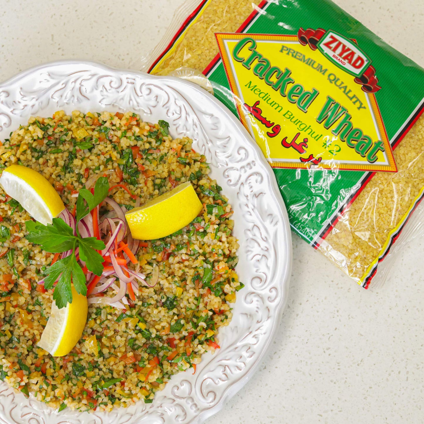 Ziyad Cracked Wheat Bulgur – Fiber-Rich Whole Grain, Nutty Flavor & Chewy Texture – Ideal for Tabbouleh, Kibbeh, Curries, Soups & Salads – Easy 30-Minute Prep, Vegan