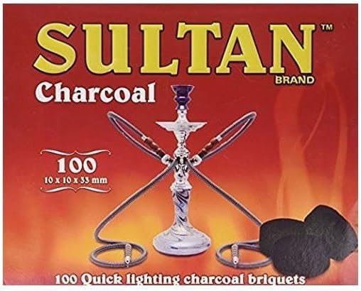 Sultan Hookah Charcoal - 1 Box - 100 Quick Lighting Briquets