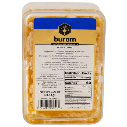 Buram Gourmet Raw Honeycomb | All-Natural | Pure Unfiltered | Edible Wax | No Additives, No Preservatives | Harvested from Turkish Mountains |