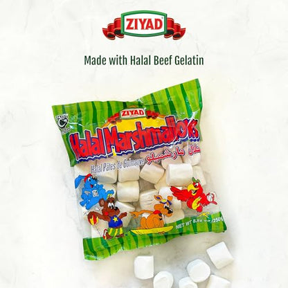 Ziyad Gourmet Halal Marshmallows, Pork-Free, Egg-Free, Dairy-Free, Gluten-Free, Perfect for Holidays and S’mores!