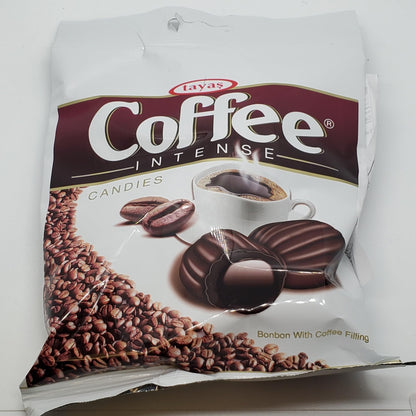 TAYASs Coffee Intense Hard Candies with Coffee Filling, 90g Bags, Packs of 4