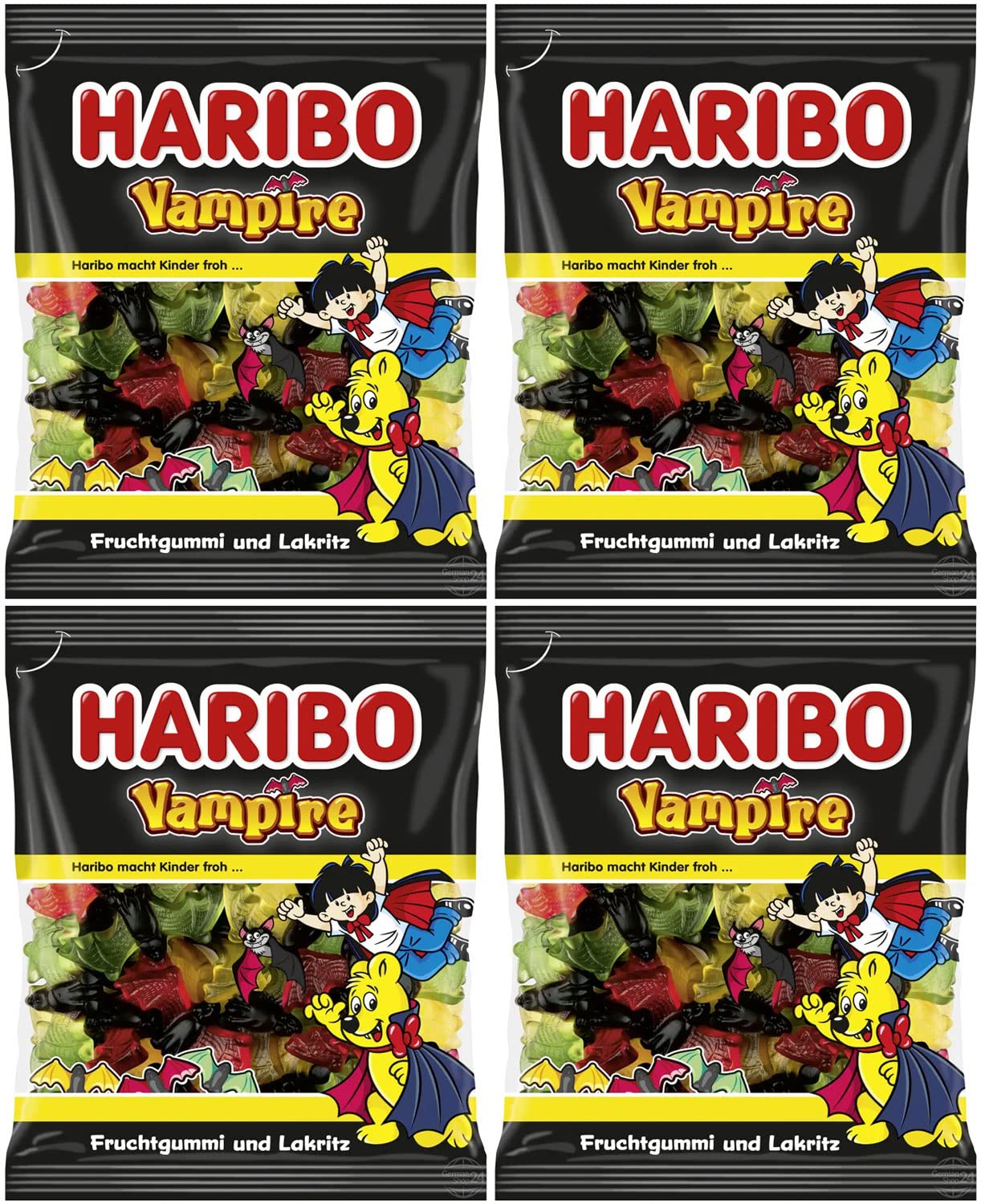 Haribo Vampire Fruchtgummi und Lakrtiz (Fruity and Licorice) Gummy Candy 4-Pack (4 x 175g)