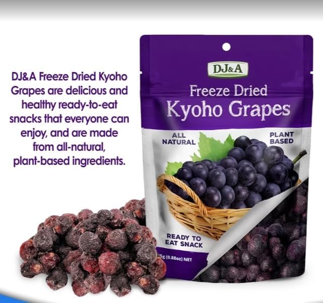 Kyoho Grapes,(Pack of 3) Freeze Dried  Ready to Eat Snack, NON-GMO 3.52 Oz(100g)