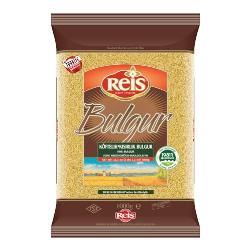 Reis Fine Bulgur, Wheat Berries, Bulgur Wheat for Salads, Meatballs & Meals, Turkish Grocery Foods, High Fiber & Protein Cereal, Whole Grain Bag, Non-GMO, Bulk, Vegan, Halal 2.2 Lb (1000g)