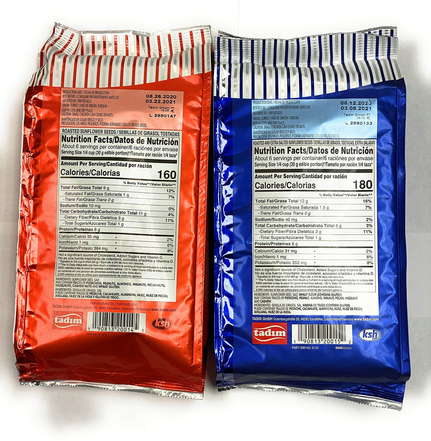 Tadim Salted and Extra Salted Sunflower Seeds 12 oz Pack of 2 From Germany