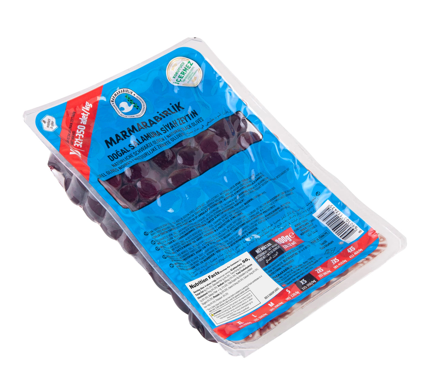 Marmarabirlik Black Olives, Natural Mediterranean Pickled Olive, Healthy Snacks for Salads & Mezze, Platter of Fresh Food, Vegan, Kosher, Halal, Olives Individual Packs, 28.2oz (800g)