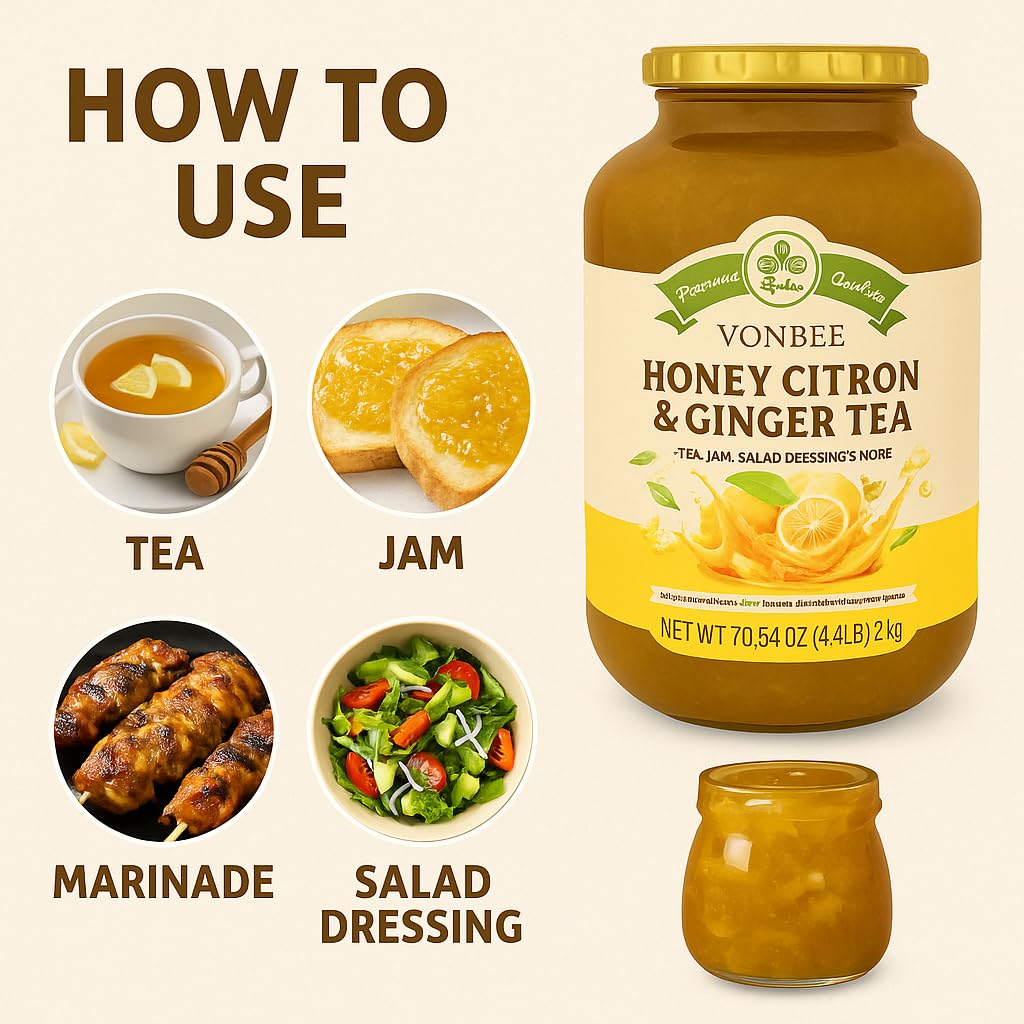 VONBEE HONEY CITRON & GINGER TEA 4.4 Lb Two Pack