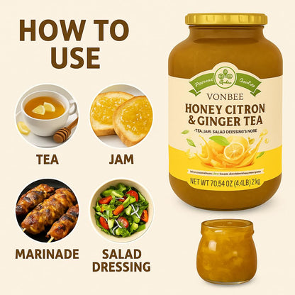VONBEE HONEY CITRON & GINGER TEA 4.4 Lb Two Pack