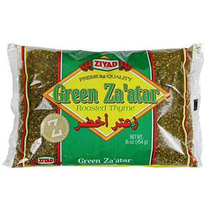 Ziyad Premium Green Za'atar Spice Blend,100% All-Natural Flavorful Spices, No Additives, No Preservatives, No Salt, No MSG, 15 Oz