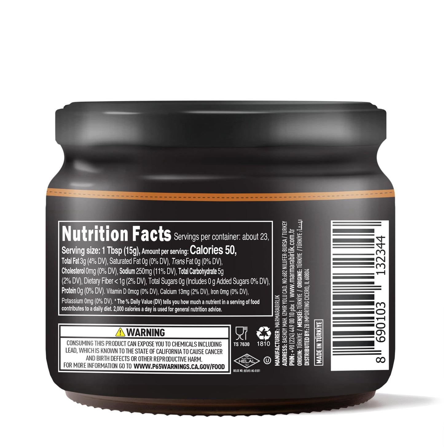 Marmarabirlik, Black Olives Spread Spicy, Turkish Olive Paste & Tapenade, Gourmet Mediterranean Flavor, Sandwiches, Crackers, Appetizer, Dips & Salads, Vegan, Kosher, Halal