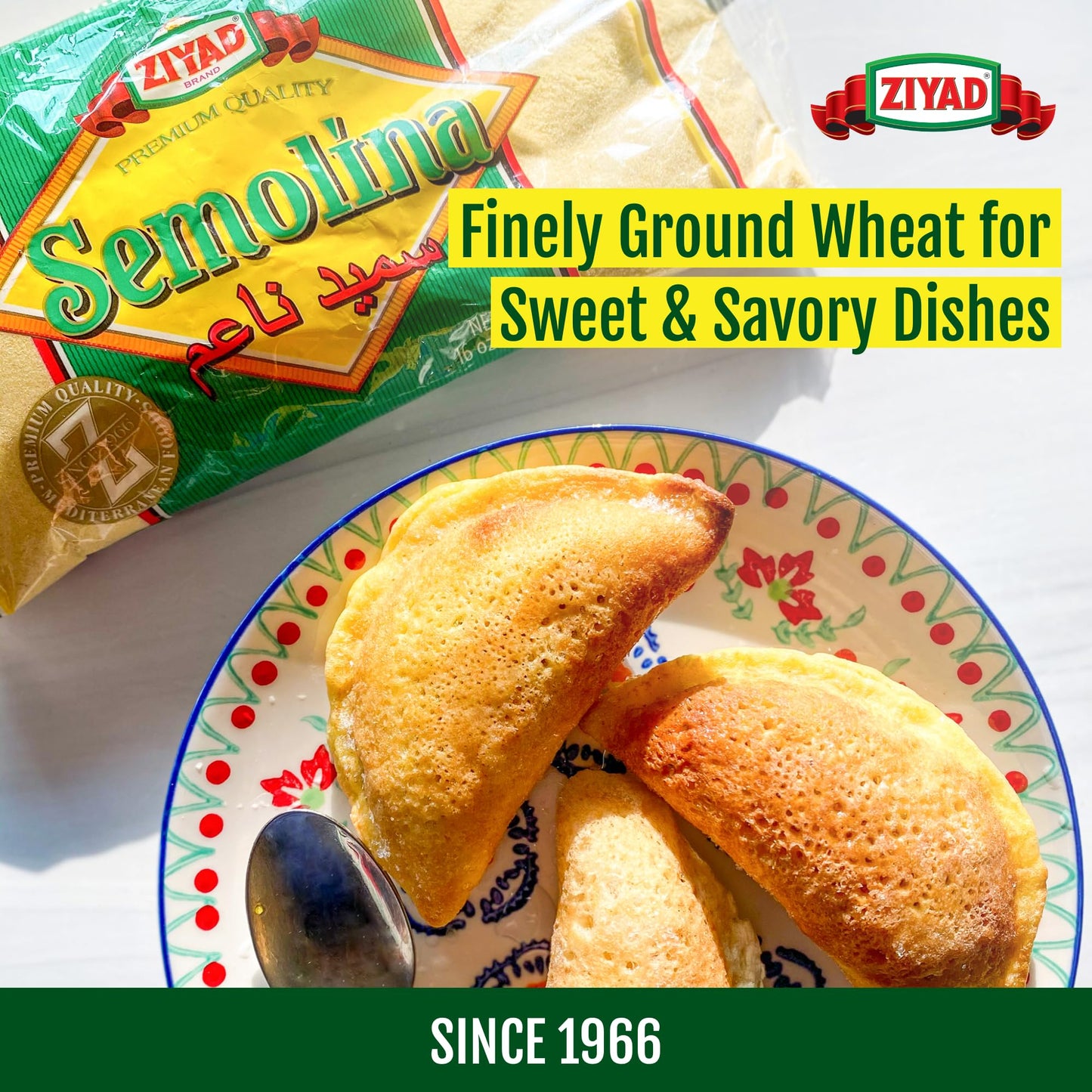 Ziyad Semolina Wheat, Smeed, Semolina Flour, Perfect for Stews, Soups, Gravy, Baking Breads, Biscuits, Pizza Crust with Low Fat, High Protein, High Fiber