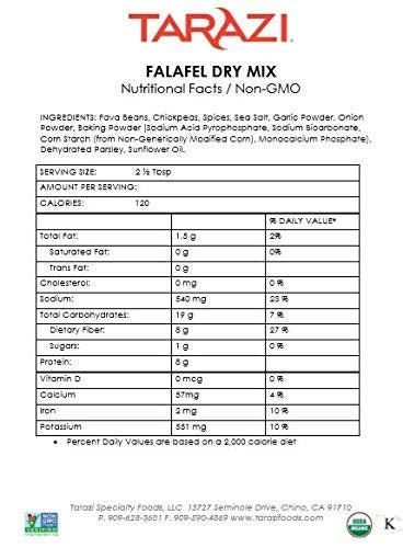 Tarazi Falafel Mix | Great as Veggie Burger Mix, Non-GMO, Kosher, All Natural, Made In California | Original Falafel Mix, 1 Pound Box