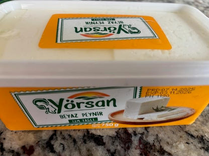 Yorsan Whole Fat Classic Feta Cheese 26.4 oz (Yorsan Tam Yagli Beyaz Peynir 750g)