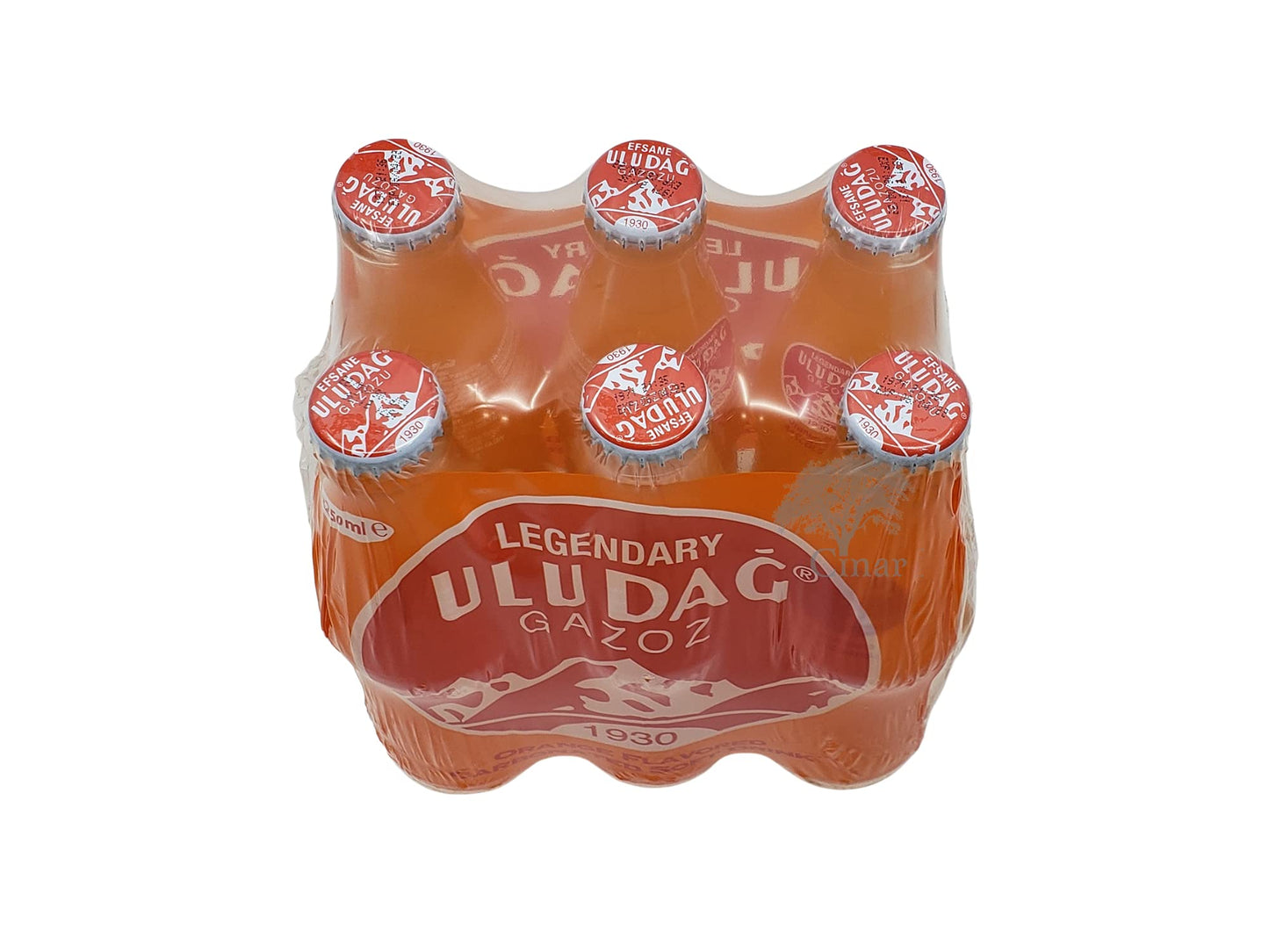 Uludag Legendary Orange Flavored Carbonated Soft Drink - Portakal Efsane Gazoz - 6 Pack (8.4 oz / 250 ml)