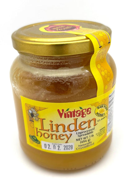 VintageHoney Linden Raw Pure Honey, 17.6 Ounce (454g)