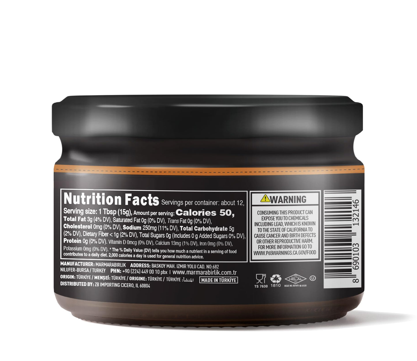 Marmarabirlik, Black Olives Spread Spicy, Turkish Olive Paste & Tapenade, Gourmet Mediterranean Flavor, Sandwiches, Crackers, Appetizer, Dips & Salads, Vegan, Kosher, Halal