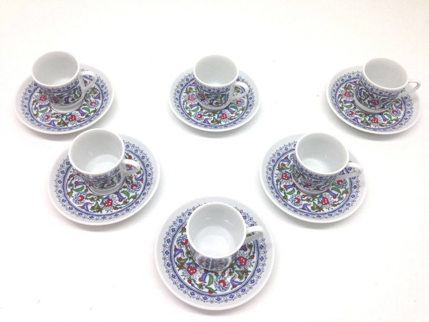 Turkish Coffee, Espresso Set of 6, Porcelain, Coffee Set, Floral, Stylish