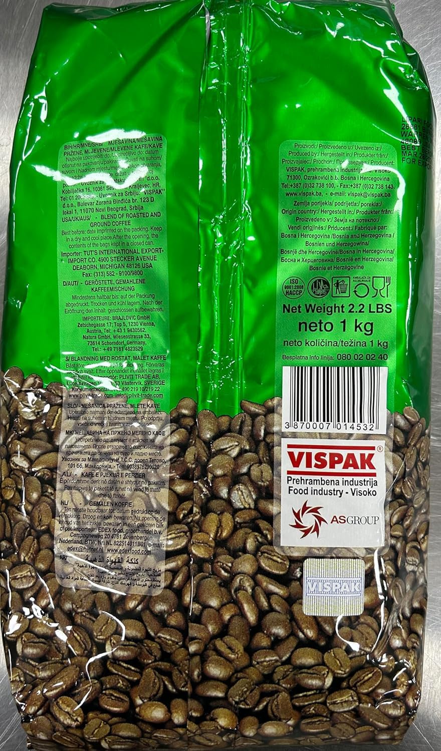 Vispak Zlatna Dzezva Ground Coffee 2.2lb - Pack of 2 (Total 2000g)
