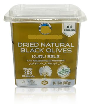 MB 2XS Gemlik Exclusive Dry Sele Black Olives 2XS 14 oz. Turkish (Kuru Sele 400g )