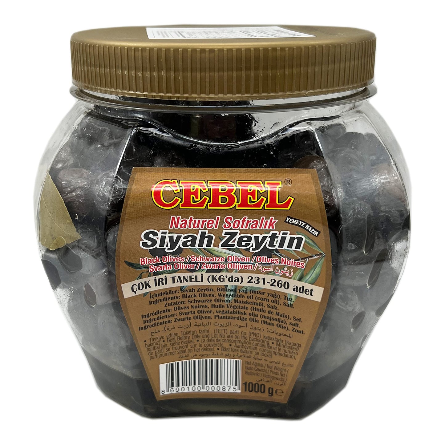 Cebel - Turkish Black Olives, 231-260 olives per jar, 1000g (2.2 LB)