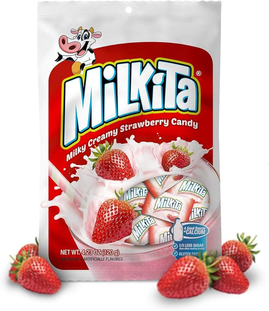Intercart Milkita Milky Creamy Strawberry Candy - Indulge in Creamy Delight with Bursting Strawberry Flavor – 4.2 Oz (pack of 6)