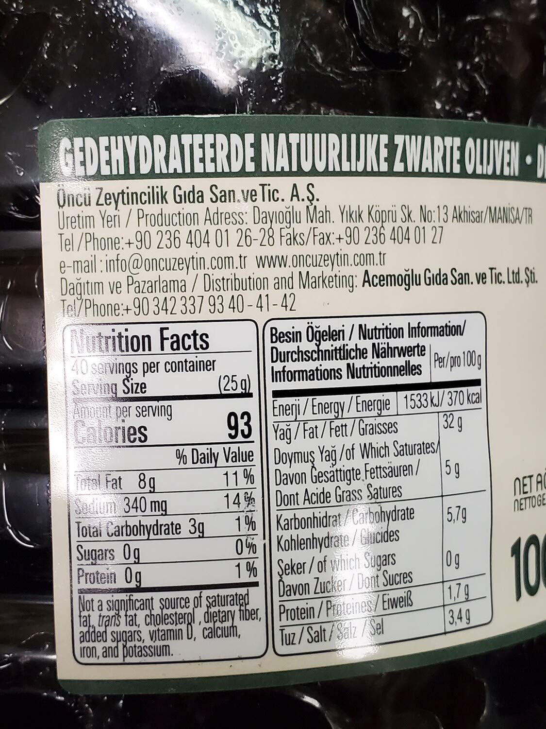Oncu Kuru Sele Zeytin Dried Black Olive 1kg