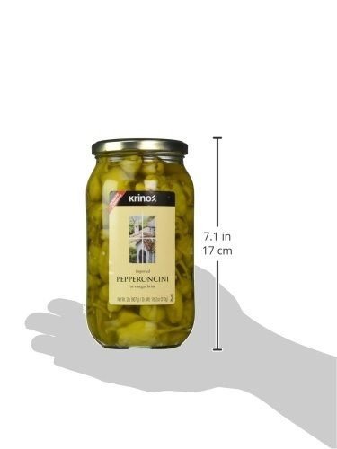 Krinos Imported Pepperoncini in Vinegar Brine, Bold Flavor, Crunchy, Ready to Eat – 1.14lb Jar