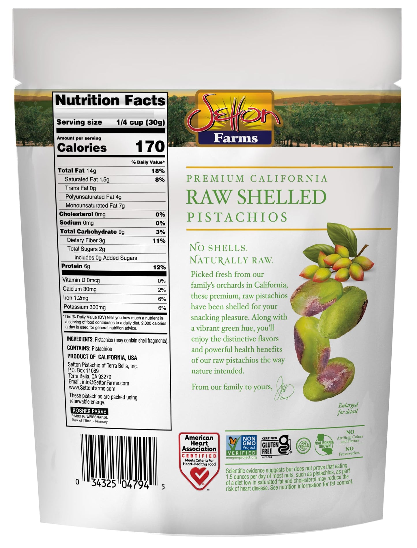 Setton Farms Naturally Raw Shelled Pistachios