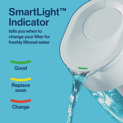 Brita Tahoe Large 10 Cup Water Filter Pitcher with Smart Light Filter Reminder and 1 Standard Filter- Transparent Teal