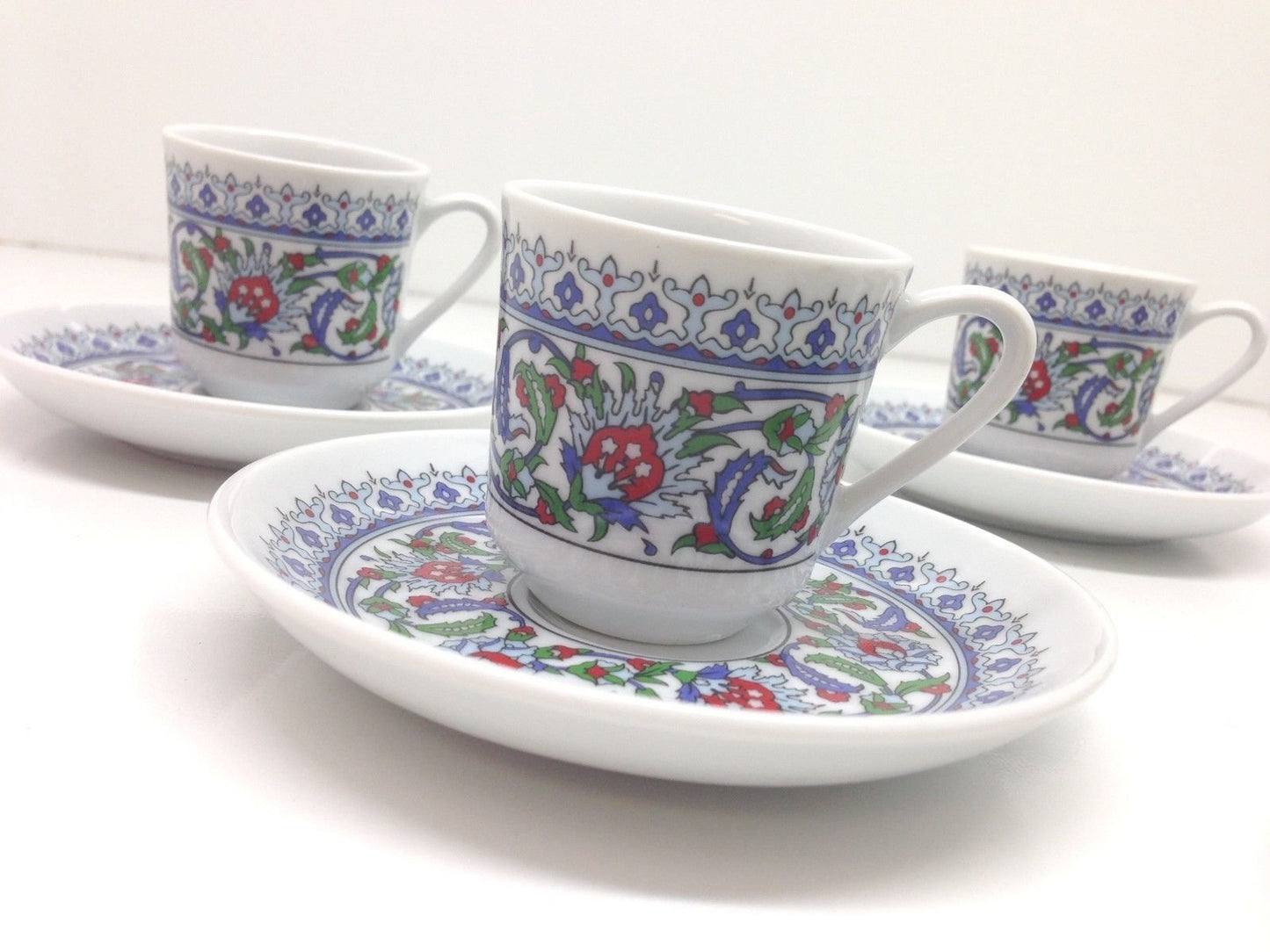 Turkish Coffee, Espresso Set of 6, Porcelain, Coffee Set, Floral, Stylish