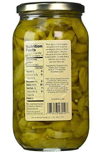 Krinos Imported Pepperoncini in Vinegar Brine, Bold Flavor, Crunchy, Ready to Eat – 1.14lb Jar