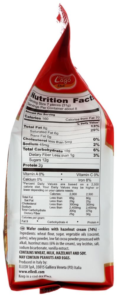 Gastone Lago Party Wafers With Hazelnut Cream Filling 8.82 oz, 250g (Pack of 3)
