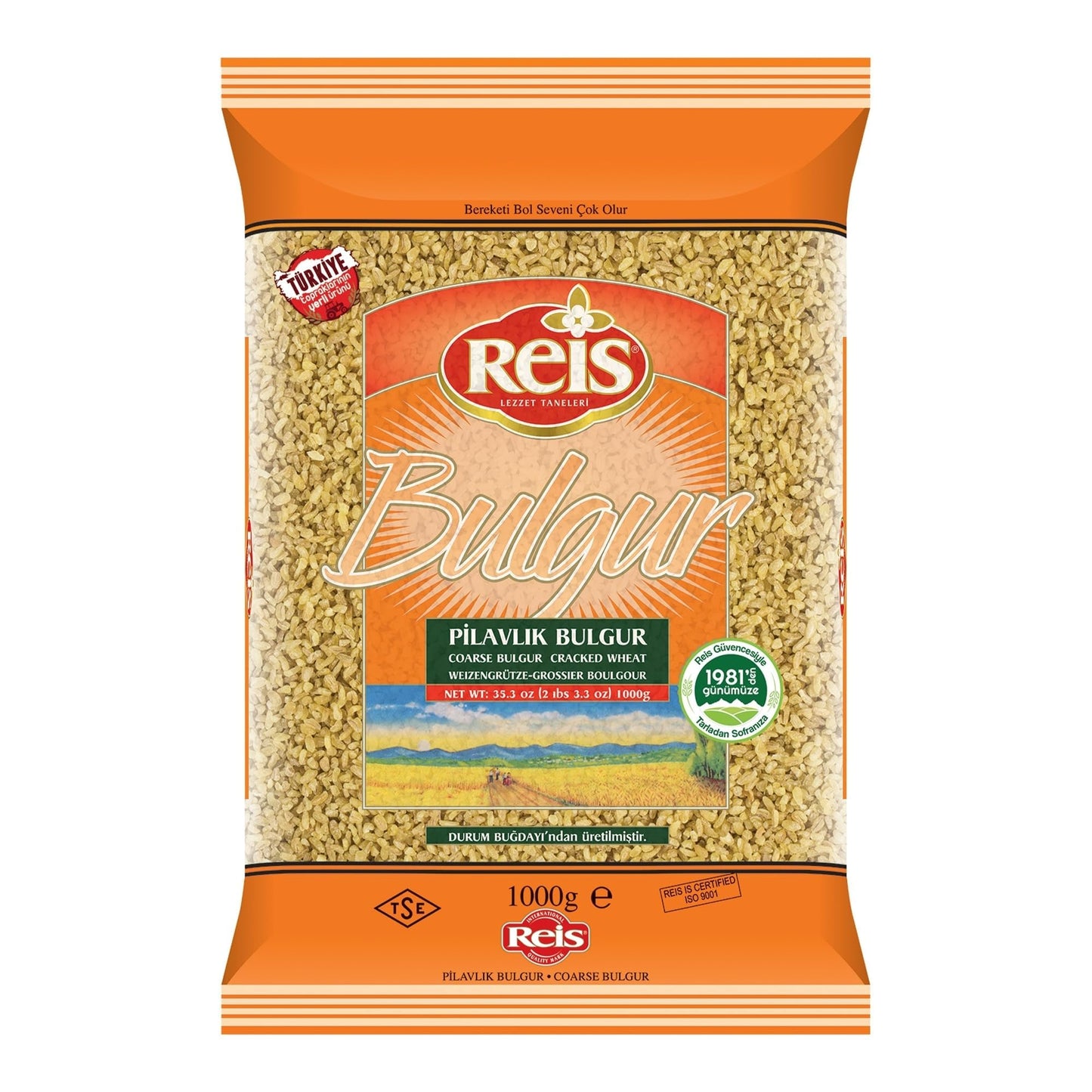 Reis Coarse Bulgur, Wheat Berries, Bulgur Wheat for Pilafs, Meals & Soups, Healthy Pantry Staples, Turkish Grocery Foods, High Fiber & Protein Cereal, Whole Grain Bag, Vegan, Halal, 2.2 Lb (1000g)