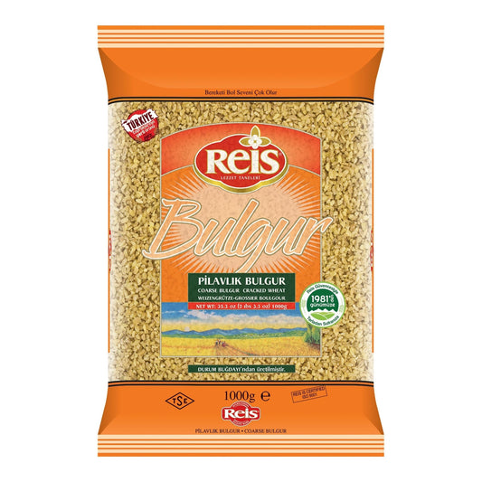 Reis Coarse Bulgur, Wheat Berries, Bulgur Wheat for Pilafs, Meals & Soups, Healthy Pantry Staples, Turkish Grocery Foods, High Fiber & Protein Cereal, Whole Grain Bag, Vegan, Halal, 2.2 Lb (1000g)