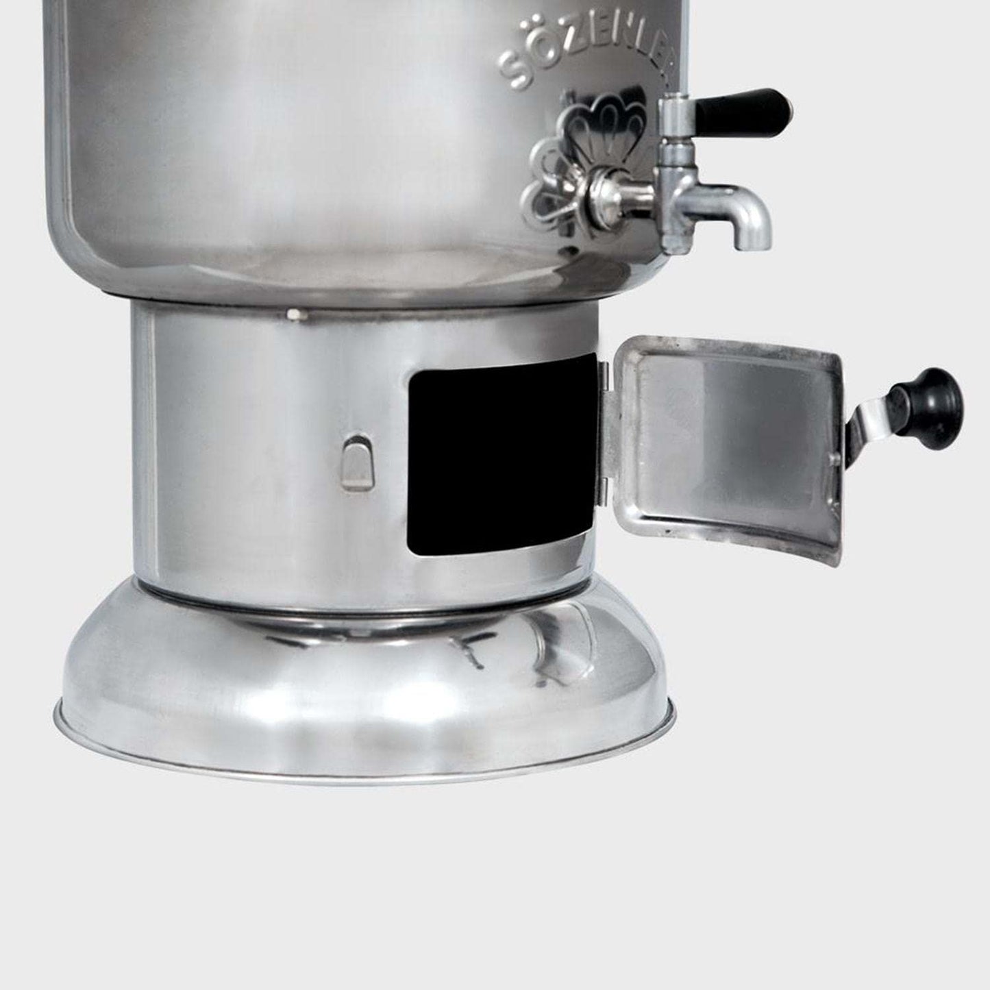 semaver turkish samovar sözenler brand chrome 2,5 L./85 Oz free energy water heater and tea maker for boat camping hiking hunting yachting Tea Kettle (aluminum teapot is included)