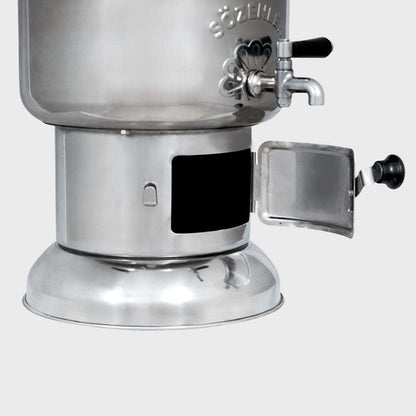 semaver turkish samovar sözenler brand chrome 2,5 L./85 Oz free energy water heater and tea maker for boat camping hiking hunting yachting Tea Kettle (aluminum teapot is included)