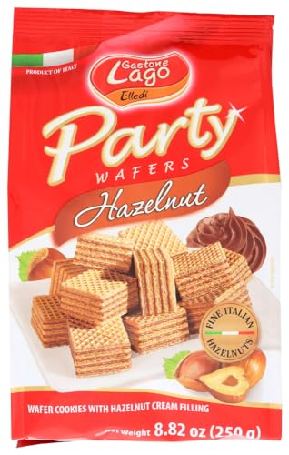 Gastone Lago Party Wafers Hazelnut Cream Filling 8.82 oz, 250g (Pack of 2) (Hazelnut, 2-Pack)