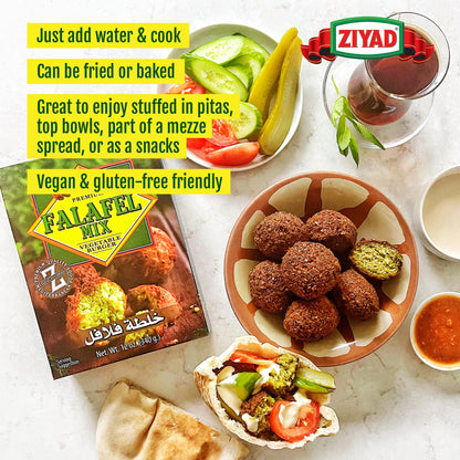 Ziyad Falafel Dry Mix, Gluten-Free, Vegan, Non-GMO, No Additives, No Preservatives, Great for Making Veggie Burgers and Snacks