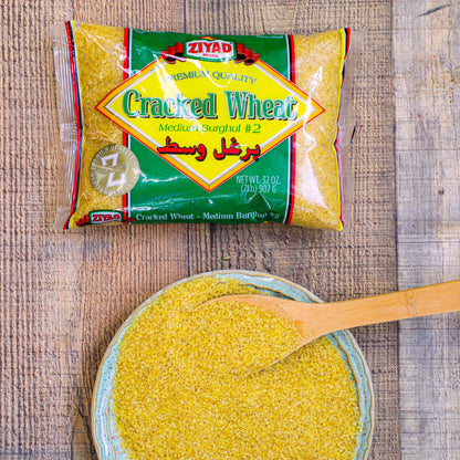 Ziyad Cracked Bulgur Wheat | Medium #2, 32oz | Fiber-Rich Whole Grain | Nutty Flavor, Chewy Texture | Great in Tabbouleh, Kibbeh, Soups, Curries and Salads | Vegan | Cooks in 30 Minutes | Burghul No. 2, 32oz