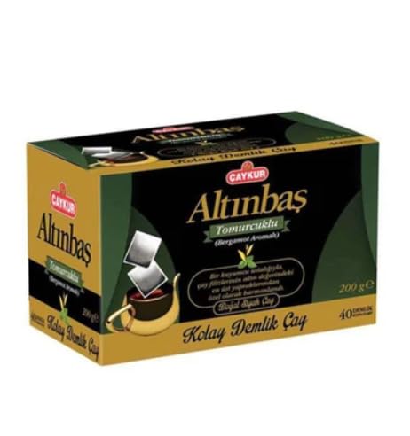 Altınbaş Black Tea Bud Bergamot Flavored 40 Tea Bags, Turkish Tea, Caykur Black Tea 200 Gr 7 Oz 40 Piece ألتينباش الشاي الأسود