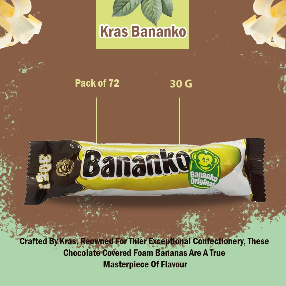 Kraš Bananko 120g - Irresistibly Delicious Mini Chocolate Covered Foam Bananas - Treat Yourself to Every Bite of Sweet Bliss! Pack of 5