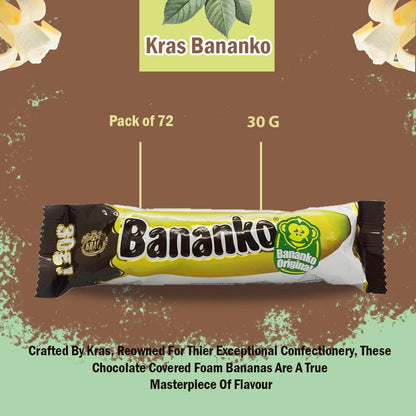 Kraš Bananko 120g - Irresistibly Delicious Mini Chocolate Covered Foam Bananas - Treat Yourself to Every Bite of Sweet Bliss! Pack of 5