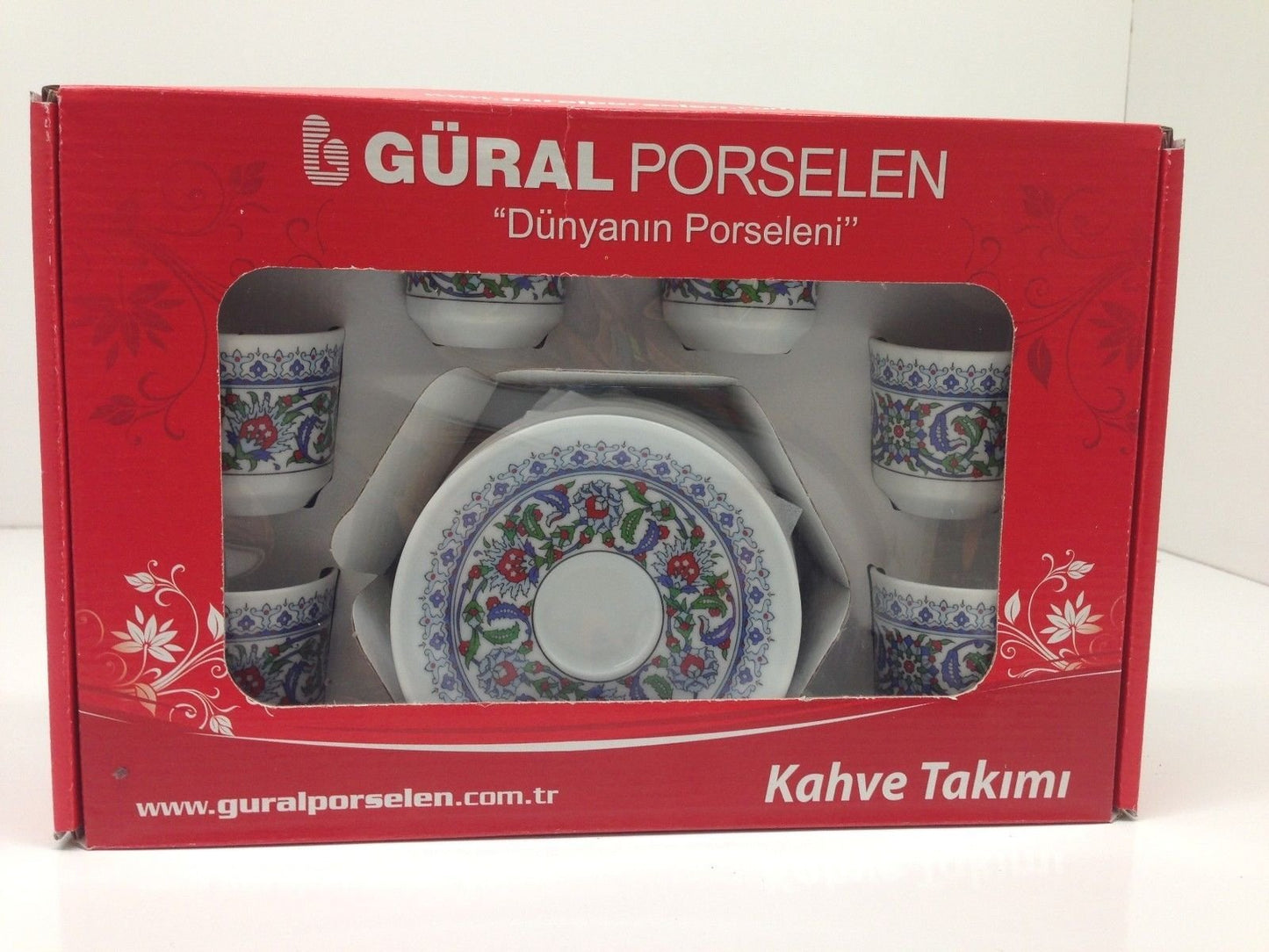 Turkish Coffee, Espresso Set of 6, Porcelain, Coffee Set, Floral, Stylish
