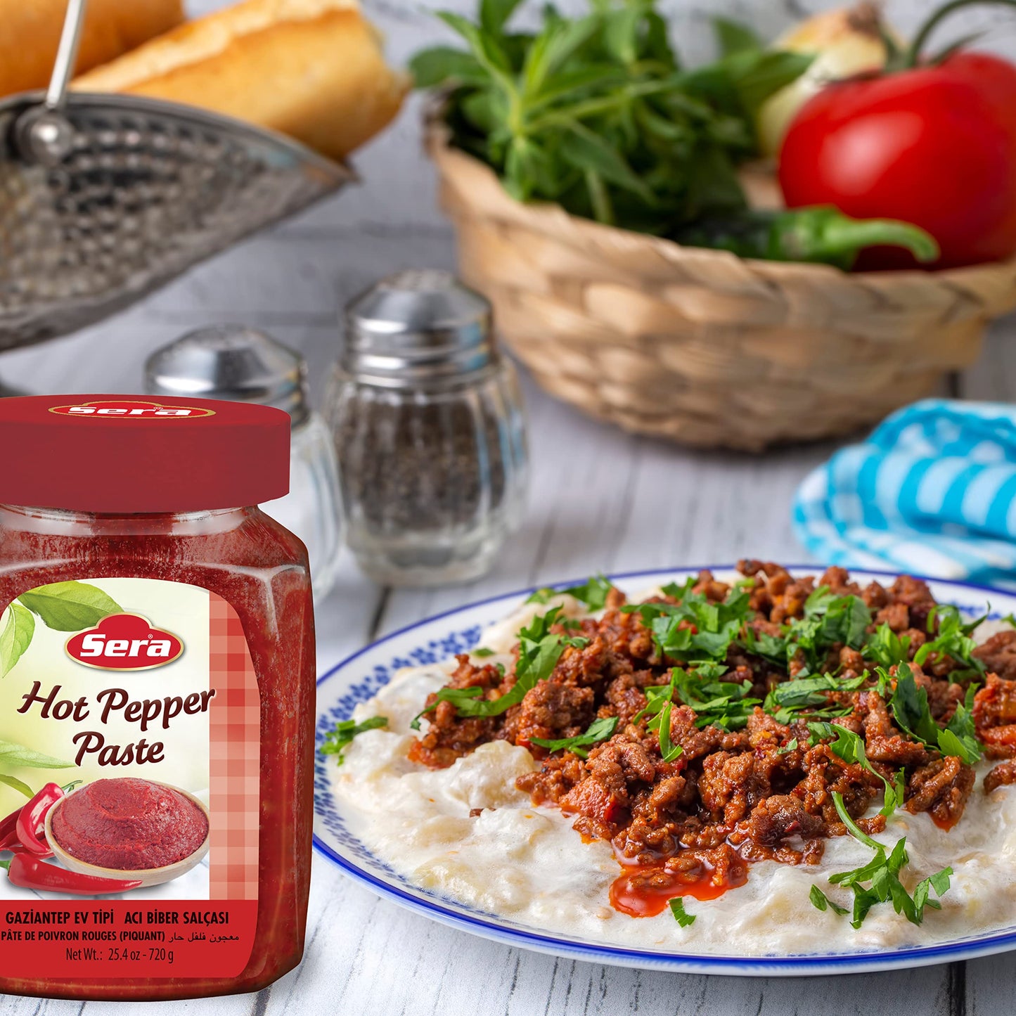 Sera Hot Pepper Paste 25.4 Oz Jar (2 PACK) | No Sugar | No Artificial Preservatives | Add a Unique, Peppery and Spicy Flavor to Your Dishes | Great as a Spread or In Sandwiches!