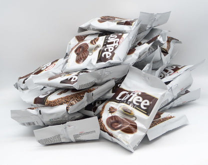 TAYAS Coffee Intense Hard Candies with Coffee Filling, 90g Bags (18 pcs), Box of 24 Bags