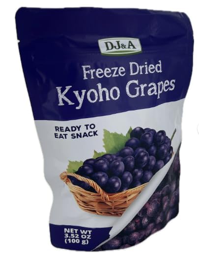 DJ&A Freeze Dried Kyoho Grapes, Ready to Eat Snack, 3.52 oz
