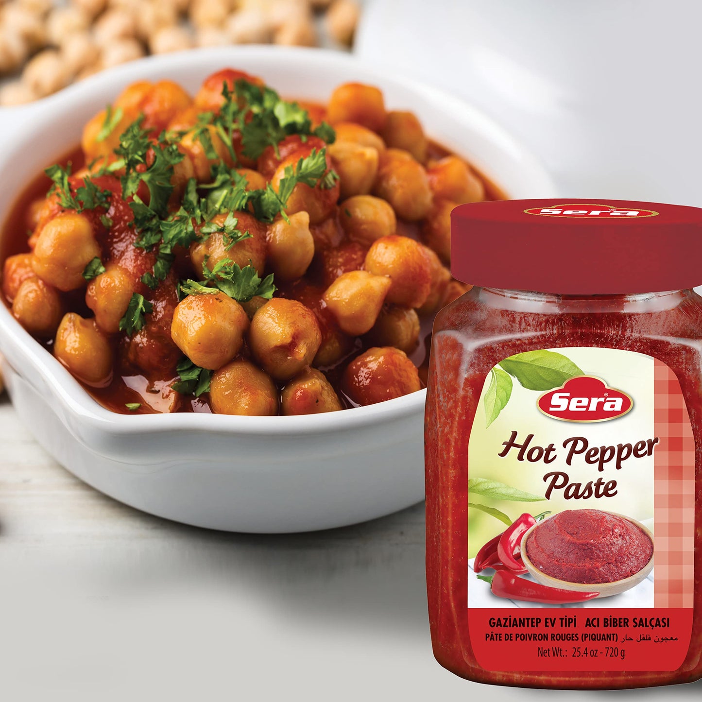Sera Hot Pepper Paste 25.4 Oz Jar (2 PACK) | No Sugar | No Artificial Preservatives | Add a Unique, Peppery and Spicy Flavor to Your Dishes | Great as a Spread or In Sandwiches!